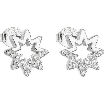 Evolution Group, Ohrringe, Silver earrings with zircon whiteterisk 11054.1 (L)