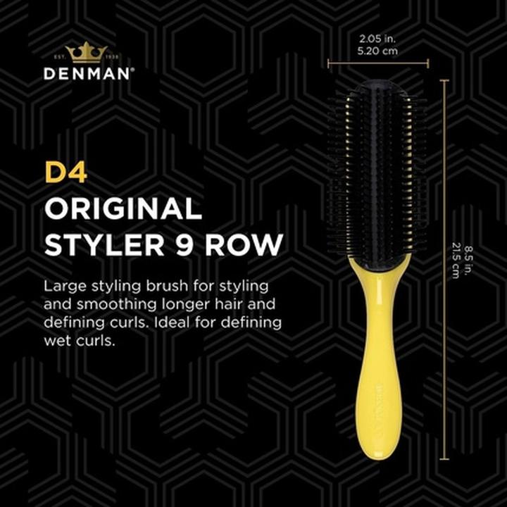 Produktbild Denman Curly Hair Brush D4 9 Row Styling Brush for Styling and Defining Curls - Yellow