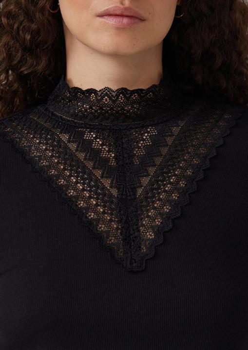 Produktbild S.Oliver T-Shirt Rippshirt mit Spitzeneinsatz und Stehkragen aus Spitze (46)