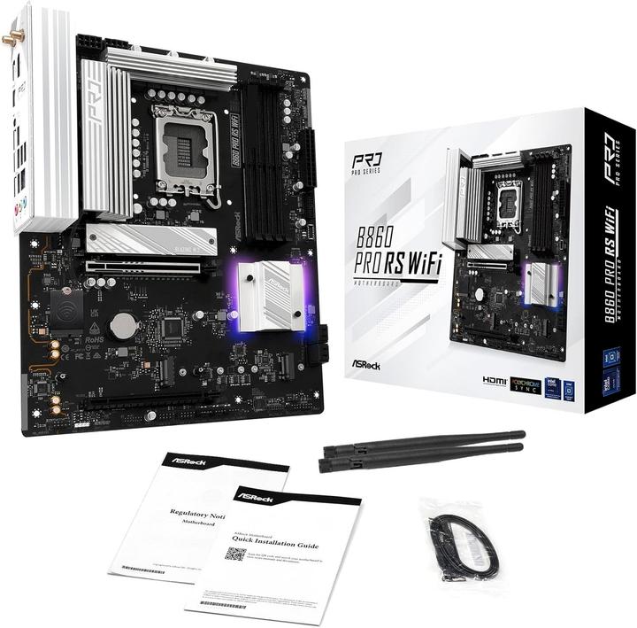 Productafbeelding AsRock B860 Pro RS WiFi DDR5 Intel S detailhandel (LGA 1851, Intel B860, ATX)