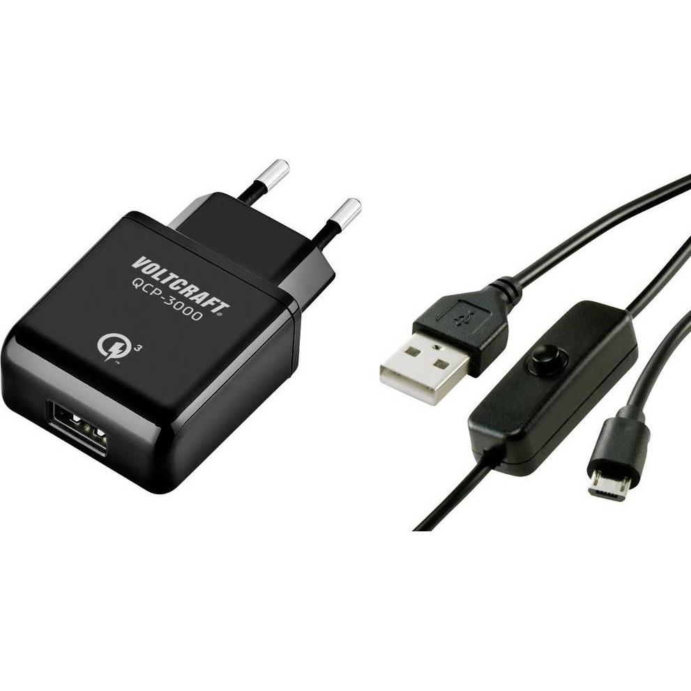 Thumbnail - Voltcraft USB-Ladegerät QCP-3000 + Micro-USB Stromkabel mit Ein-/Ausschalter, Entwicklungsboard + Kit