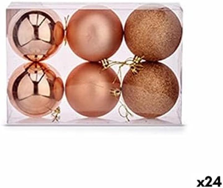 Krist+ Set of Christmas balls Copper Plastic 8 x 9 x 8 cm (24 Units) (24 x)