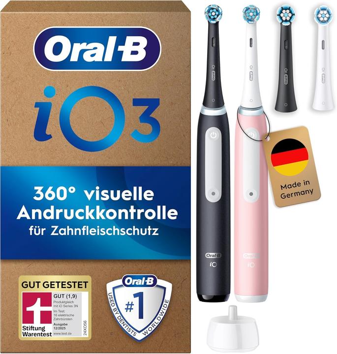 Image du produit Oral-B OralB iO3 SIOC BlackPinkElectric Toothbrushes 4 Toothbrushes