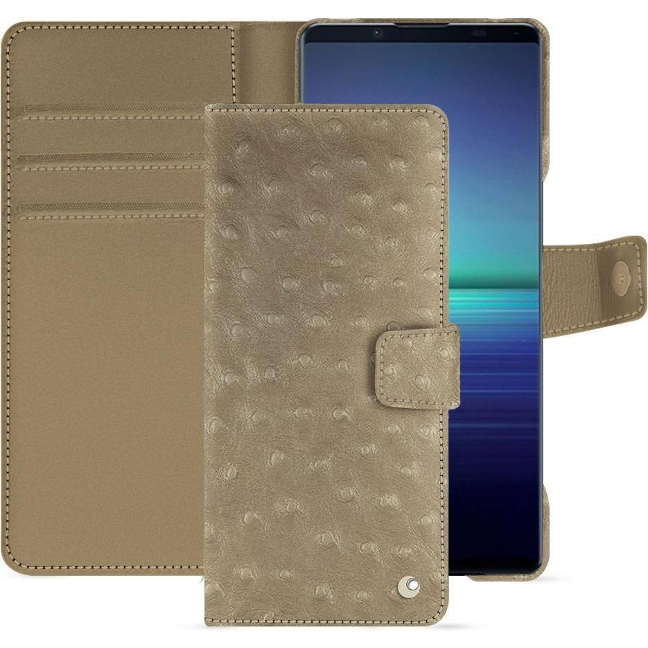 Noreve Lederschutzhülle Sony Xperia 1 V (Sony Xperia 1 V), Smartphone Hülle, Beige