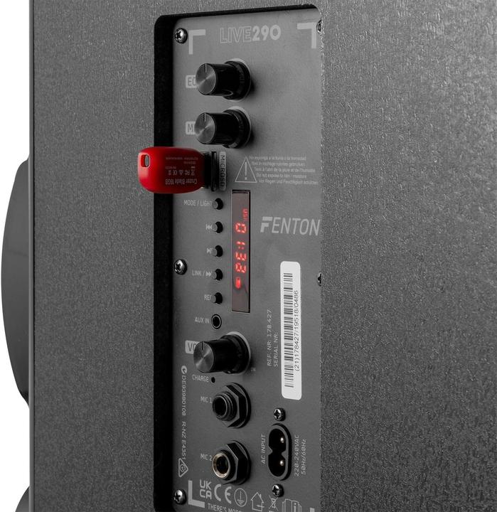 Actual product image Fenton Karaoke set - LIVE290 Party speaker met microfoons en discolamp - Met Bluetooth