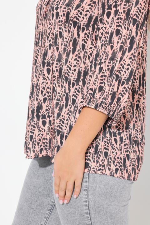 Immagine prodotto Ulla Popken Blusa con piume, scollo a tunica e maniche a 3/4 (58)