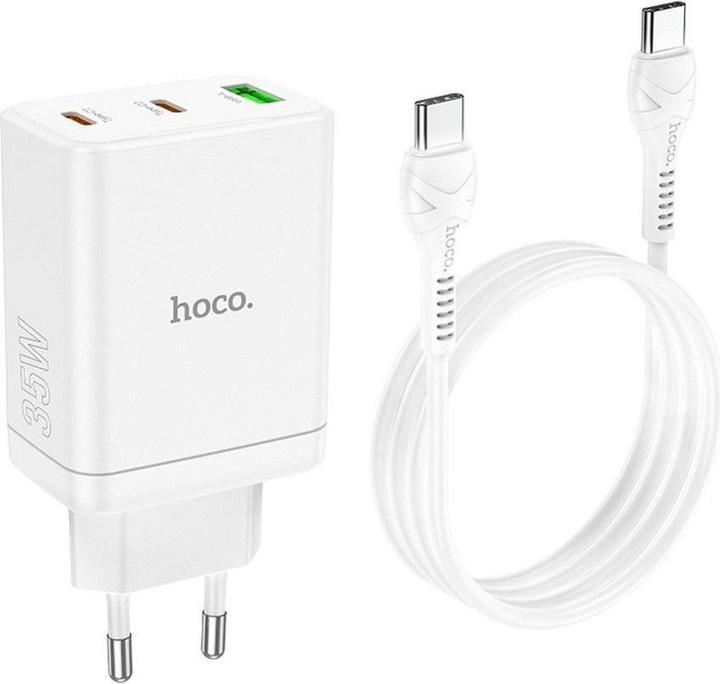 Produktbild Hoco Adapter charger 2 x Type C + USB A + cable Type C to Type C PD QC3.0 3A 35W N33 white (35 W, 3 Ports)