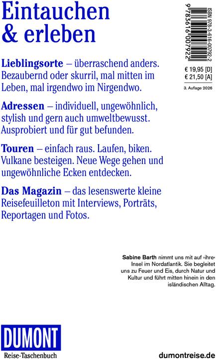 Produktbild Reise-Taschenbuch Reiseführer Island (Deutsch, Sabine Barth, 2025)