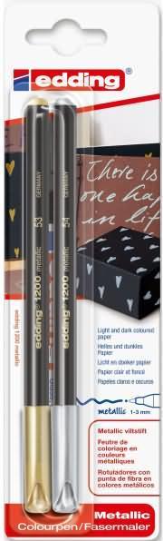 Actual product image Edding Colourpen mtllc gd/slbr Blister 93426 (2x)