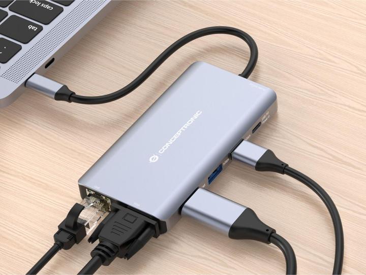 Immagine prodotto Conceptronic Dock USB-C->HDMI, USB3.0, 100WPD 10-in-1 0,2m sw (USB-C, 10 Porti)