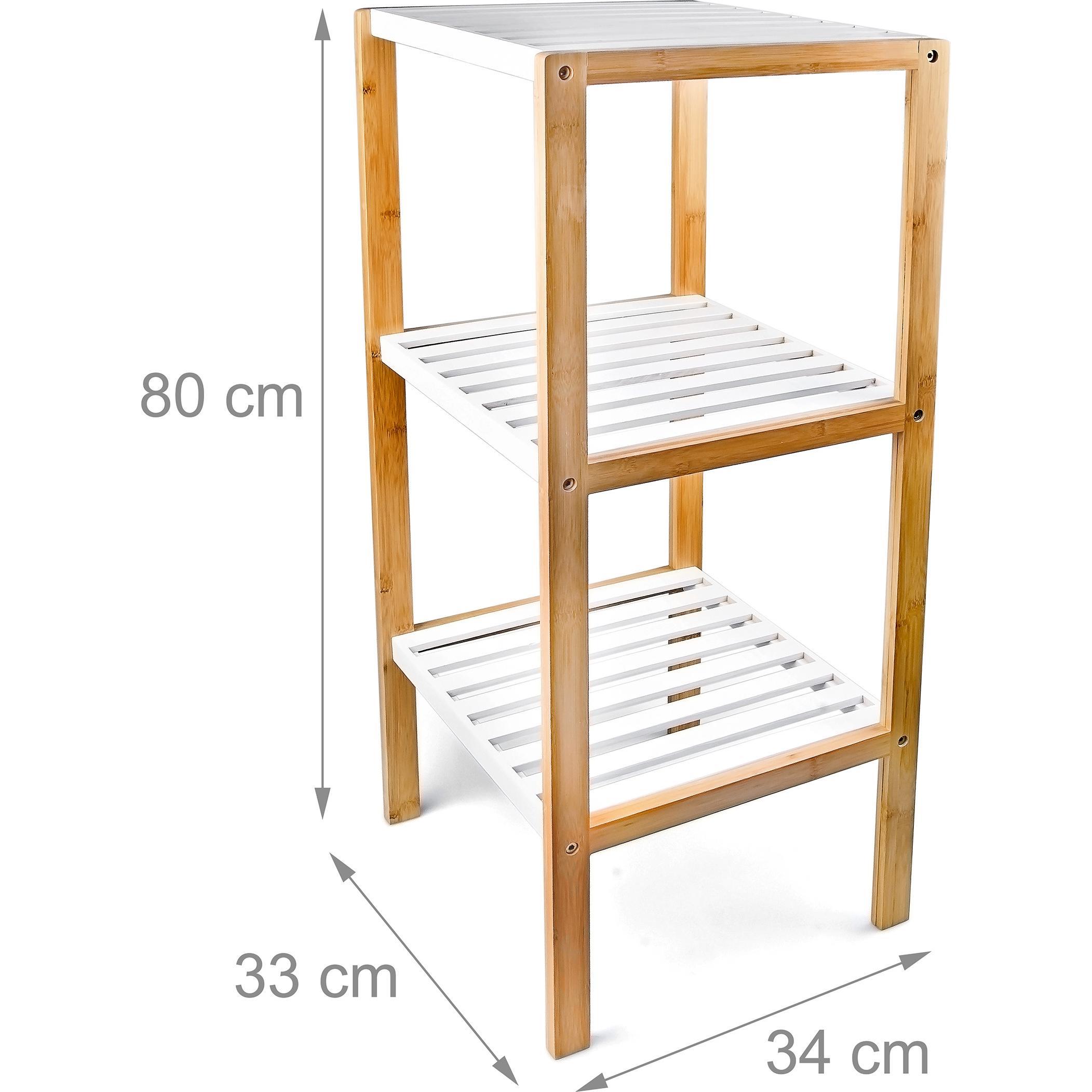 Thumbnail - Relaxdays, Badezimmerregal, Bambus (33 x 34 x 80 cm)