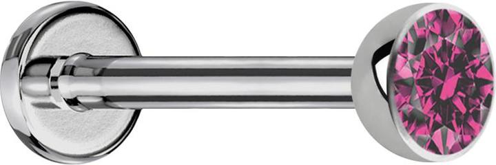 Actual product image Star Piercing Micro labret silver with hemisphere crystal pink (without brass, Titanium)