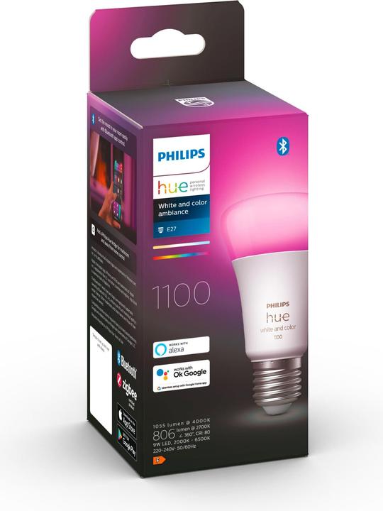 Actual product image Philips Hue White & Color Ambiance BT (E27, 9 W, 1100 lm, 1 x, F)