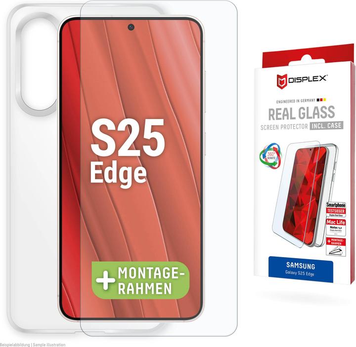 Actual product image Displex Real Glass, 2D armoured glass + mobile phone case (1 Piece, Samsung Galaxy S25 Edge)