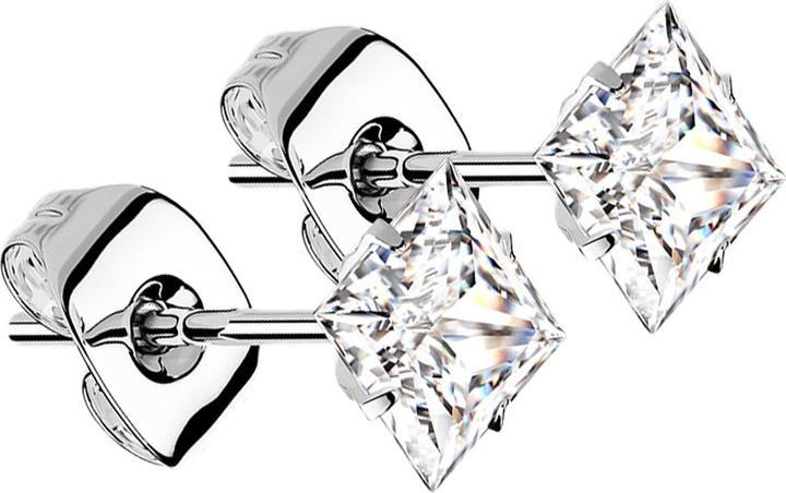 Immagine prodotto Star Piercing Orecchini a perno in argento con cristallo quadrato (senza ottone, Titanio)