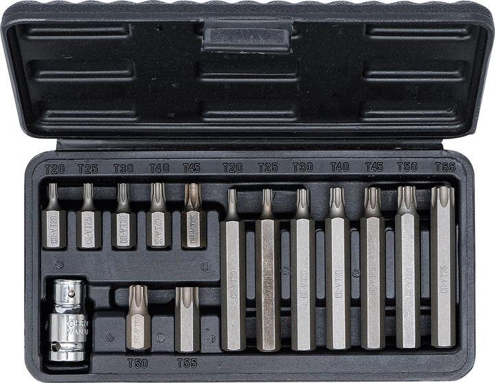 Productafbeelding BGS Bitset | Aandrijving buitenzeskant 10 mm (3/8") | T-profiel (voor Torx) | 15 stuks. (Zeskantbus TX, Zeshoekig)