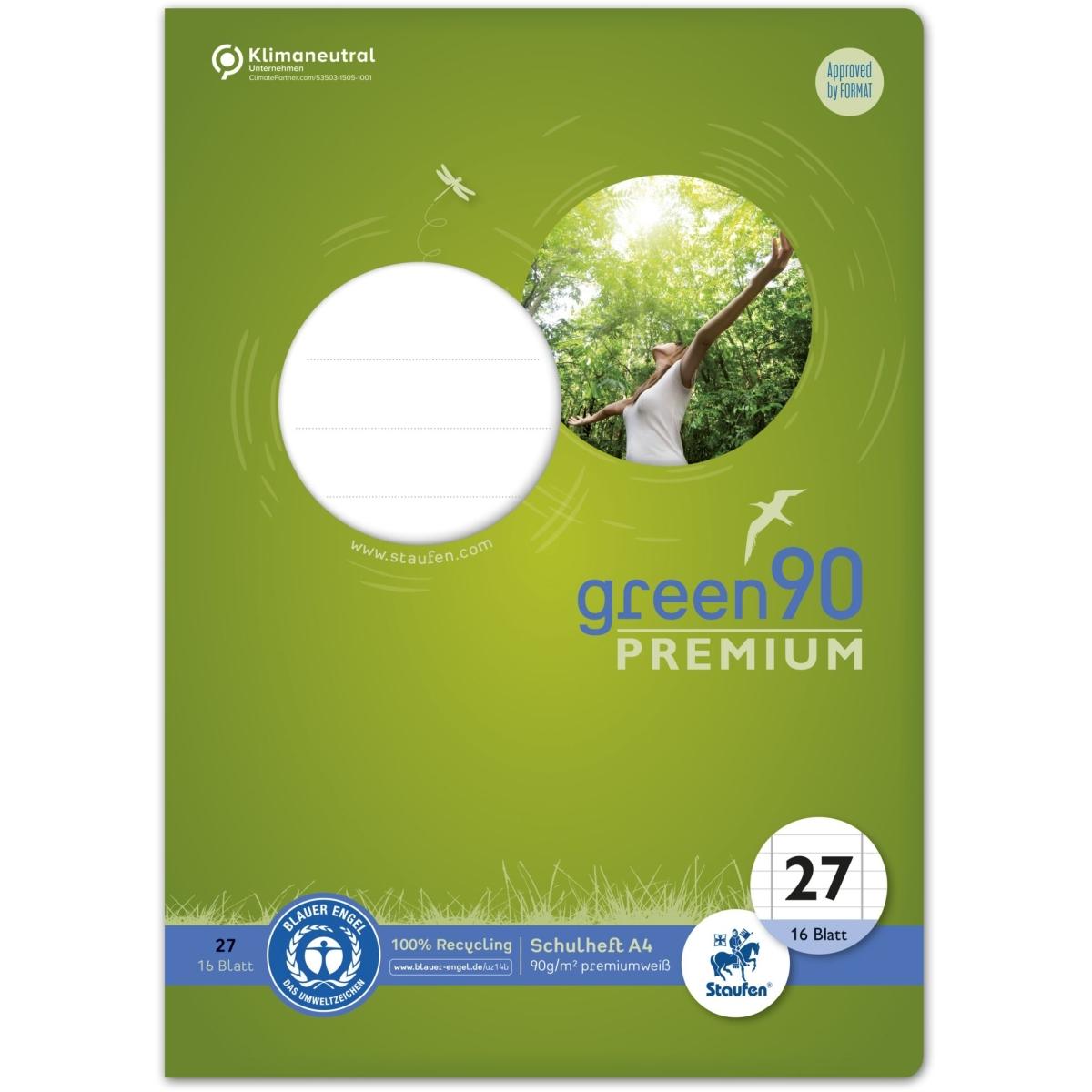 Staufen, Heft + Block, Schulheft green Lineatur 27 liniert DIN A4 Innen- und Aussenrand, 16 Blatt (A4, Liniert, Harter E...