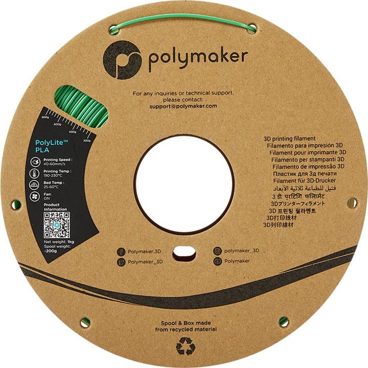Produktbild Polymaker PolyLite PLA - Green - 1.75mm (PLA, 1.75 mm, 1000 g, Grün)