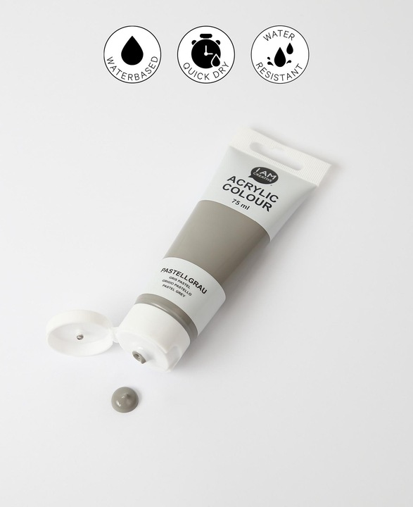 Produktbild I Am Creative Basic Acryl, Acrylfarbe auf Wasserbasis, 75 ml (Pastellgrau, 75 ml)