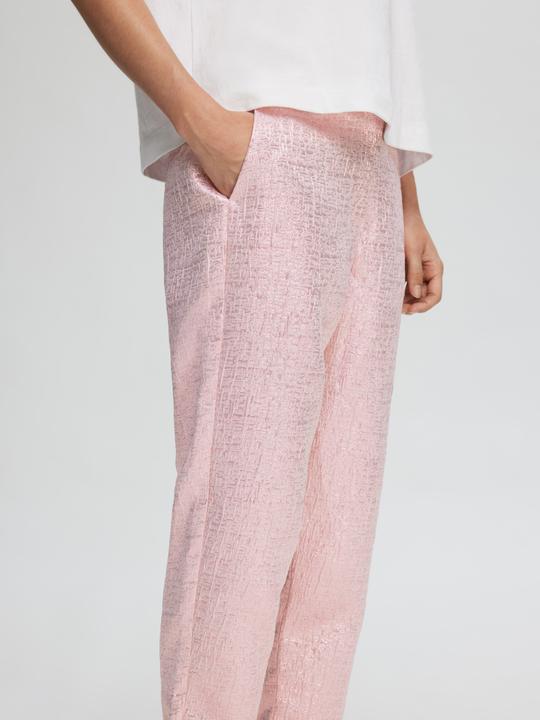 Actual product image Selected Metallic jacquard cropped trousers