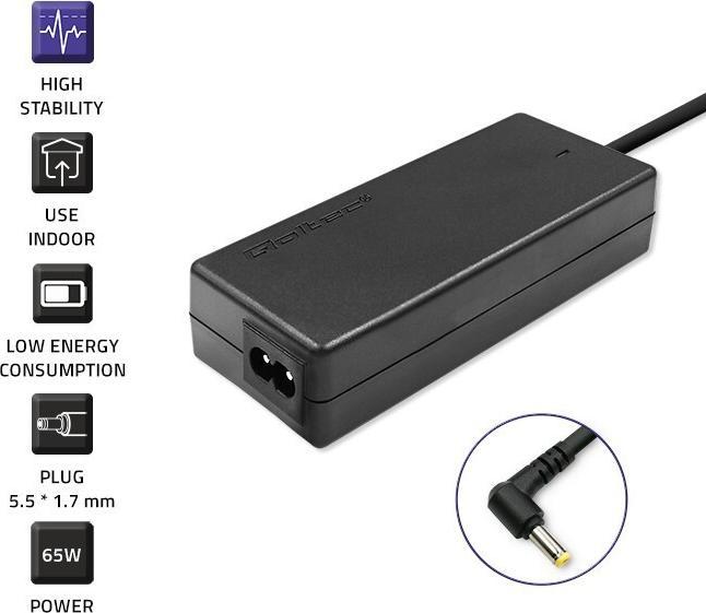 Actual product image Qoltec 51115 Power adapter for ACER 65W| 19V| 5.5* 1.7| 3.42A|+ power (65 W)