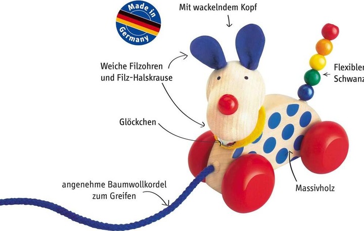 Actual product image Selecta Spielzeug Pull-along dog Nico