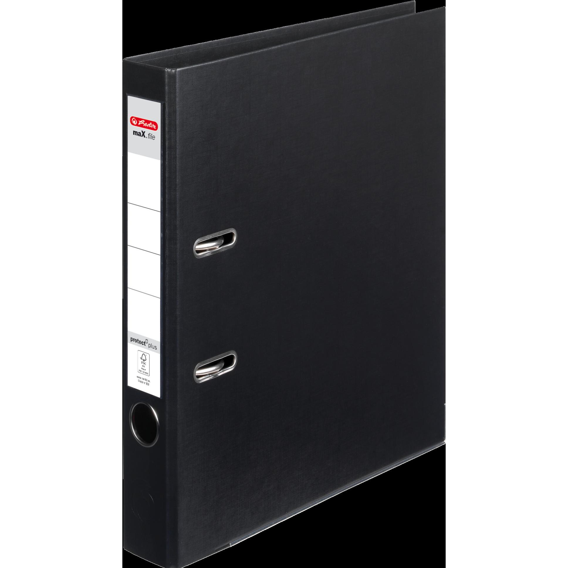 Herlitz, Ordner, Ordner maX.file protect plus, Rückenbr.:50mm,schwarz DIN A4, Voll-PP-Kunststoffbezug, Kantenschutz (A4,...
