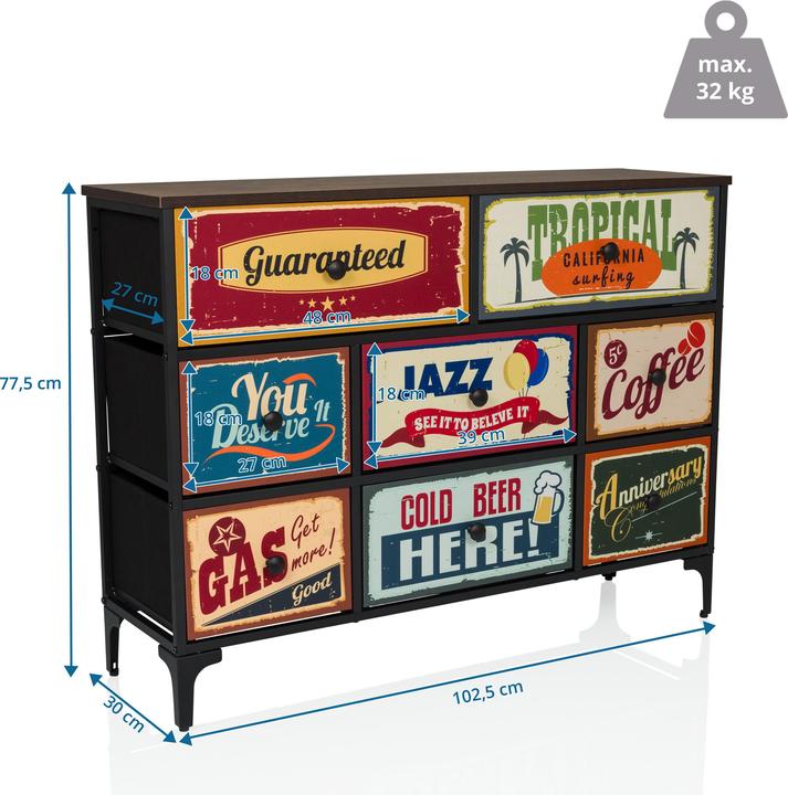 Image du produit hjh LIVING Ameriko B (102.50 x 30 x 77.50 cm)