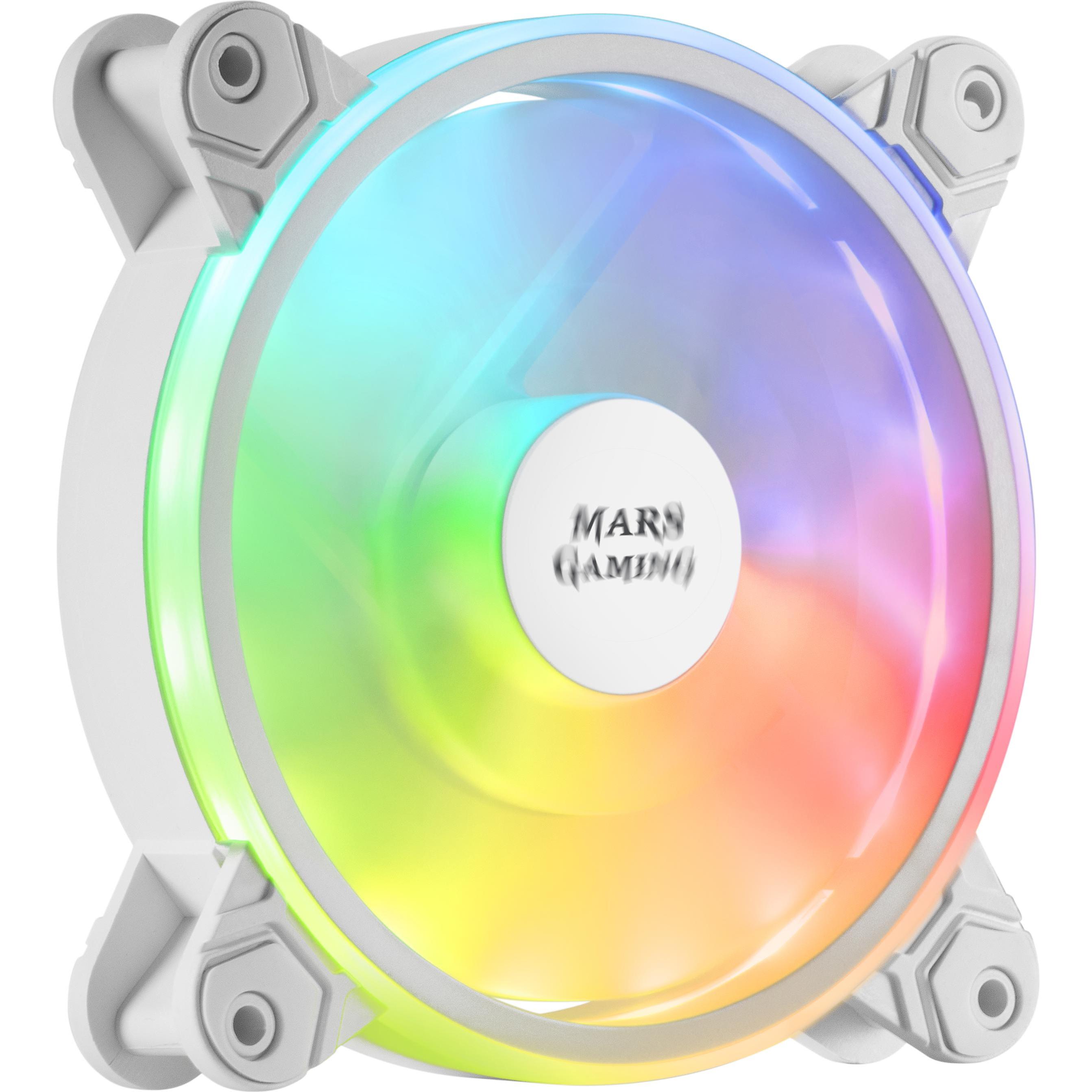 Mars Gaming MFXW ARGB 12cm Computer Cooler (120 mm, 1 x), PC Lüfter, Weiss