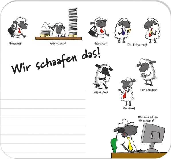 Produktbild Rnk 46653 - Mousepad Block „Wir schaafen das“, 240 x 220 mm, 30 Blatt, 1 Stück