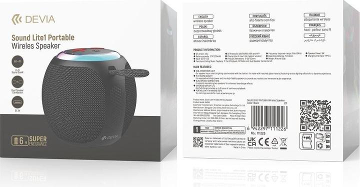 Produktbild Devia Bluetooth speaker Lite1 black (6 h)