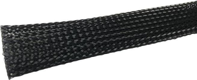 Actual product image RS PRO Expandable Braided PET Black Cable Sleeve, 15mm Diameter, 15m Length, Rolle à 15 Meter (1500 cm)
