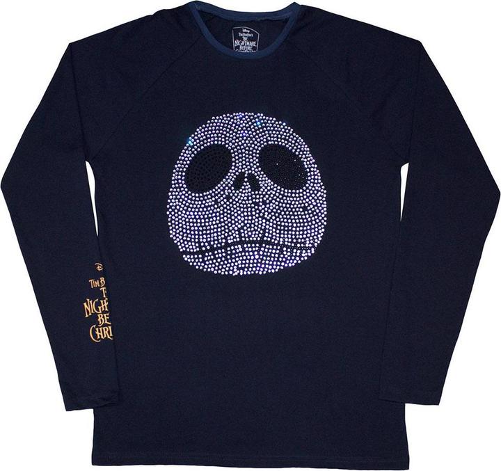 Immagine prodotto The Nightmare Before Christmas Maglietta Jack Skellington Strass Manica Lunga Adulto Unisex (XL)