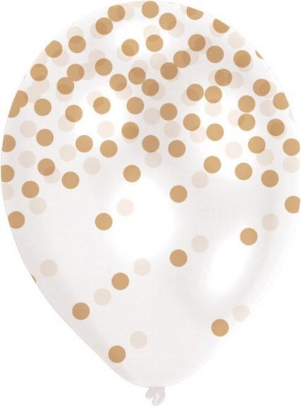 Produktbild Magni Luftballons Konfetti 27,5cm gold/weiss 6er