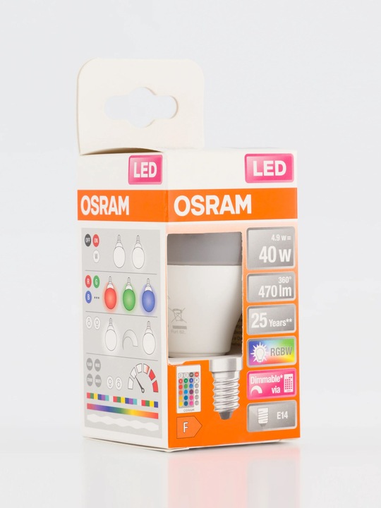 Actual product image Osram Led Retrofit Rgbw Lamps With Remote Control (E14, 40 W, 470 lm, 1 x, F)