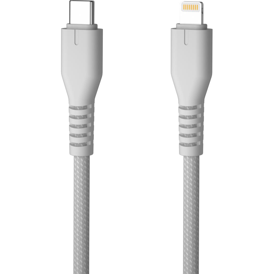 Qualo nylon cable USB-C - Lightning 1.5m 2,4A silver QKN-CL-18 (1.50 m), Cavo USB