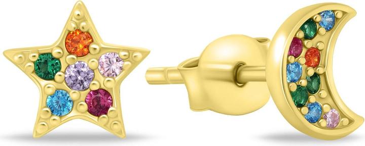 Immagine prodotto Brilio Argento - Orecchini asimmetrici placcati oro con zirconi EA903Y