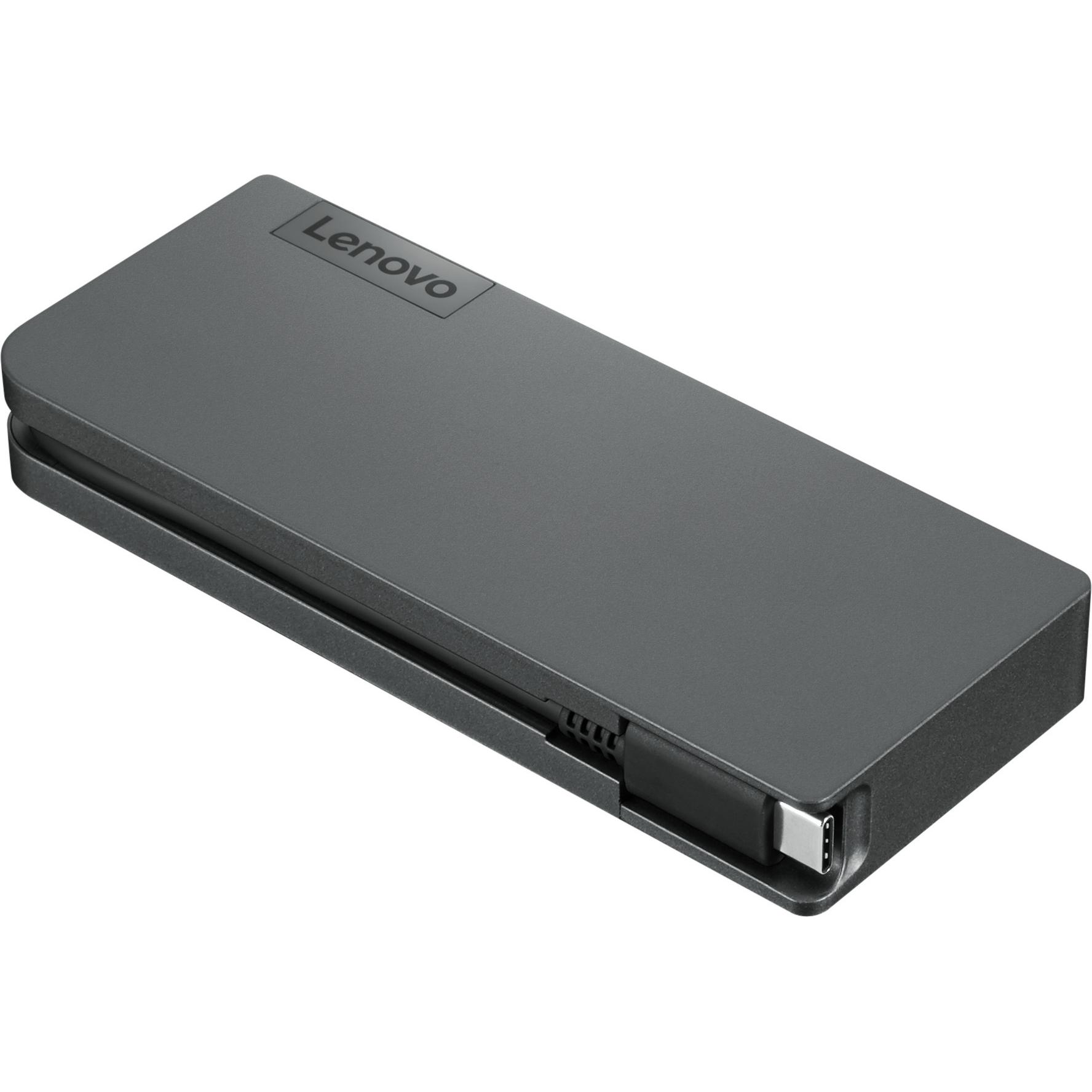 Lenovo Travel Hub (USB-C, 8 Ports), Dockingstation + USB Hub, Grau
