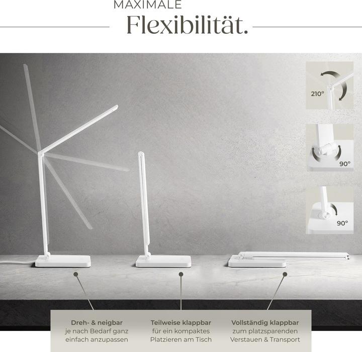 Produktbild tectake Schreibtischlampe Novaly, LED, dimmbar, klappbar, 5W