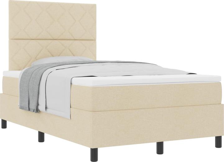 Produktbild vidaXL Boxspringbett Mit Matratze Creme 120 X 190 Cm Stoff Taupe (120 x 190 cm)