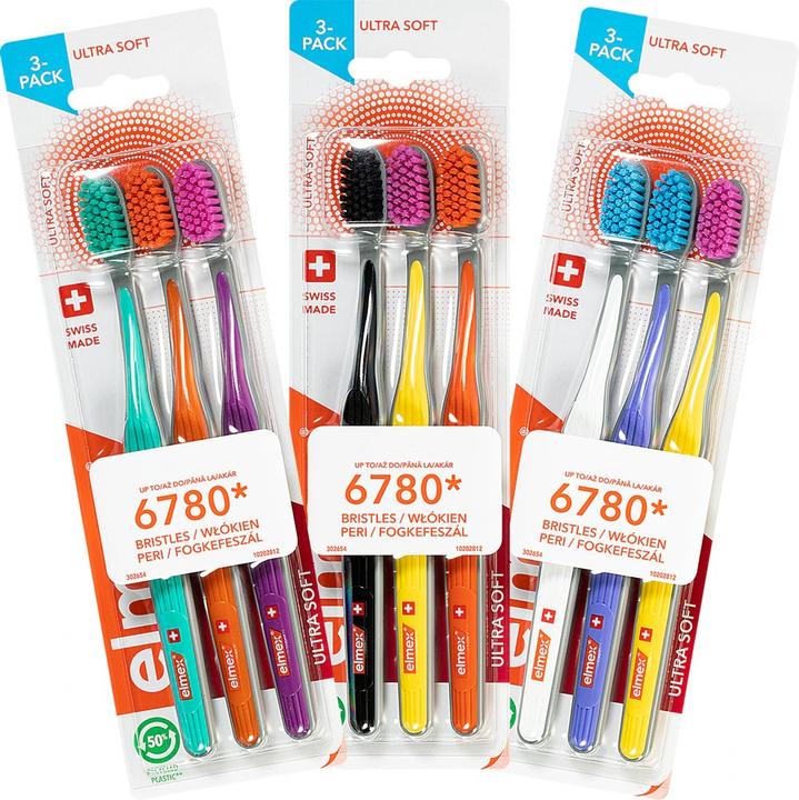 Actual product image Elmex Ultra Soft Toothbrush 3 pieces (Extra soft, 3x)