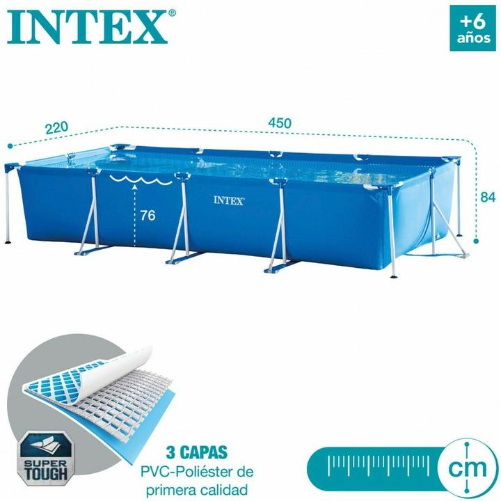 Actual product image Intex 4.5M X 2.2M X 0.84M RECTANGULAR FRAME POOL SET (450 x 220 x 84 cm)
