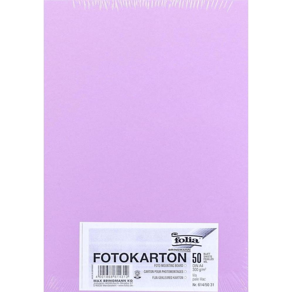 Folia, Bastelpapier, Fotokarton A4, Lila, 50 Stück (300 g/m², 1 x)
