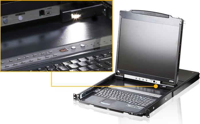 Produktbild Aten KL1508AiN FR Cat.5 KVM over IP Switch 8-Port, 19"-LCD, Dual-Rail, FR-Layout