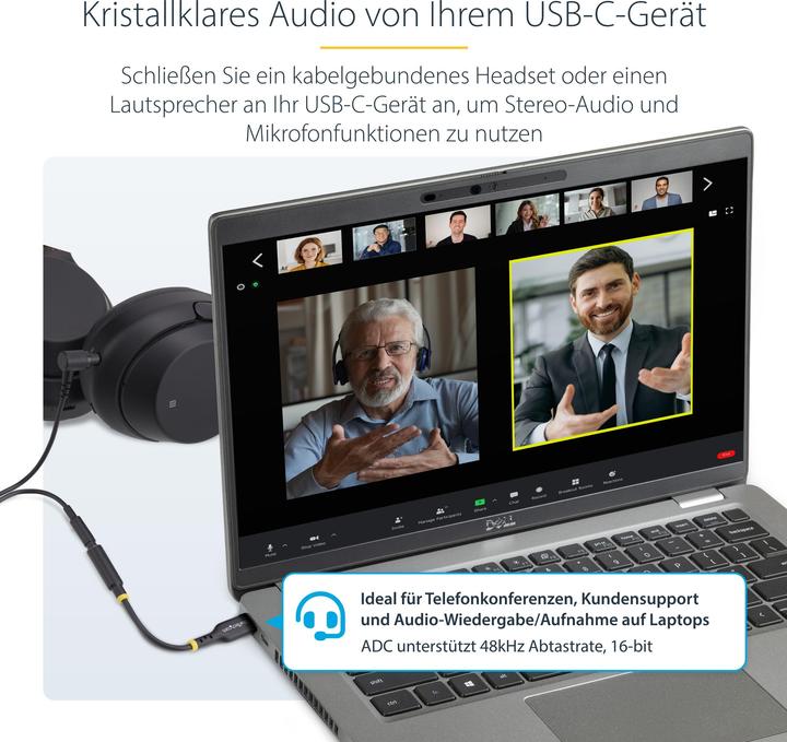 Produktbild StarTech Adap USB-C to 3.5mm Audio (M/F) (0.13 m)