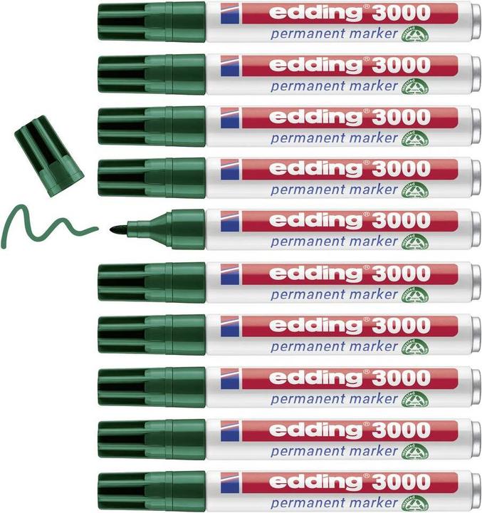 Energie-Label Edding Permanentmarker 3000 (Grün, 3 mm, 10 x)