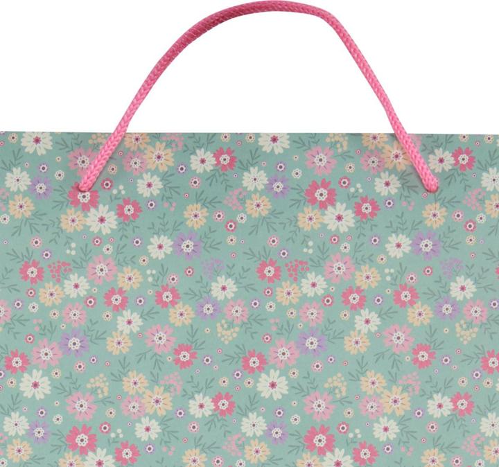 Produktbild Idena Geschenktasche Blumen Kraftpapier 140g/m² grün 25x34,5x8,5cm
