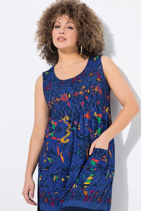 Produktbild Ulla Popken Jerseykleid, bedruckt, A-Linie, Rundhals, ärmellos (60)