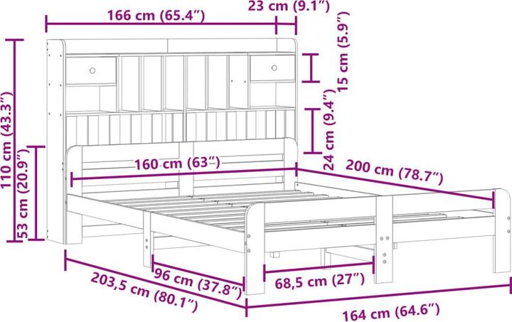 Image du produit vidaXL Bett mit Regal (160 x 200 cm)
