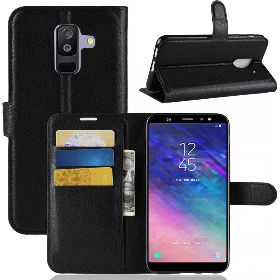 Screenguard Samsung Galaxy A6+ 2018 Leather Guard Lederhülle (Samsung Galaxy A6+), Smartphone Hülle, Schwarz